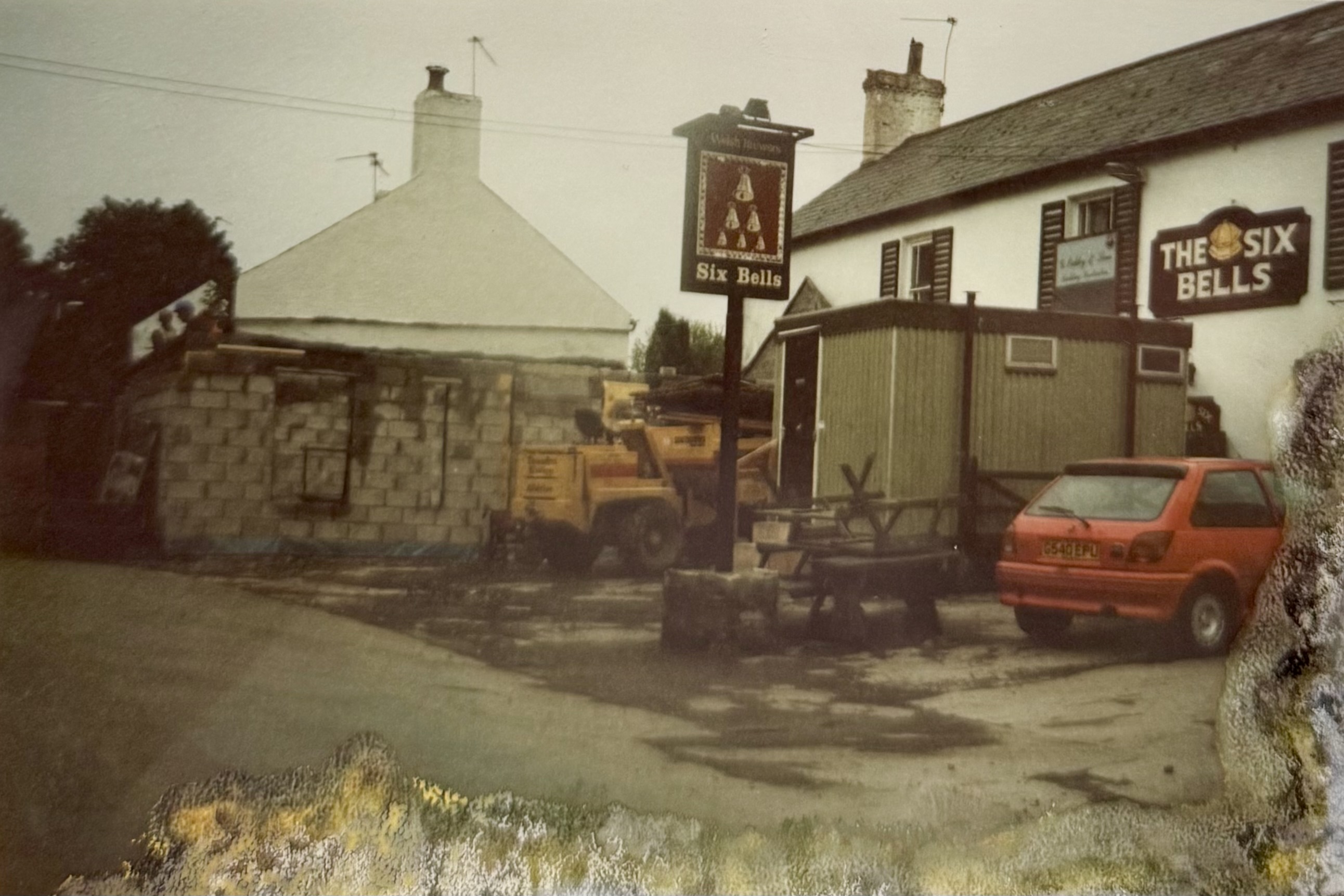 Outside the front of the pub, showing the foundations of the Restaurant area being built.