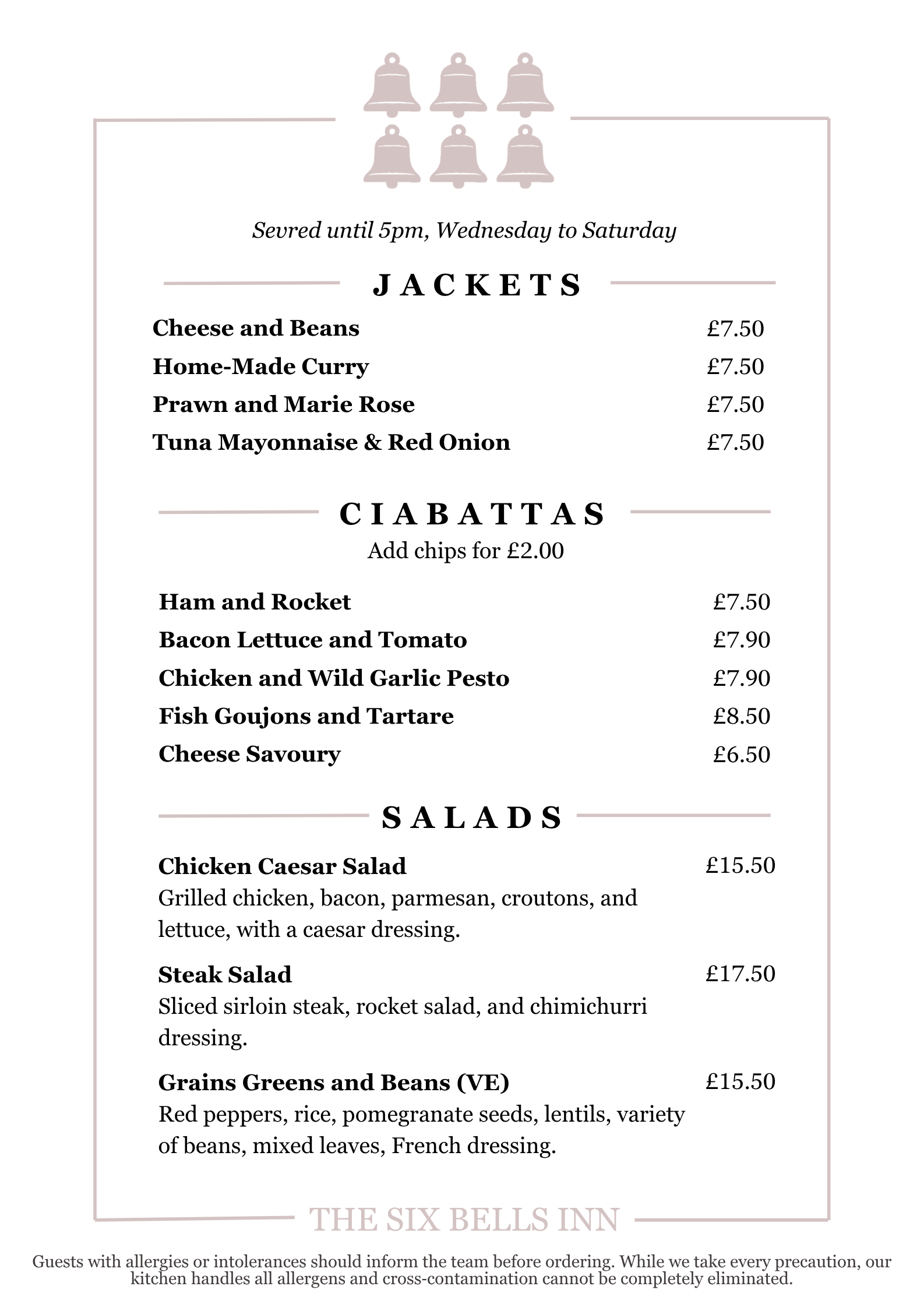 Light Bites Menu