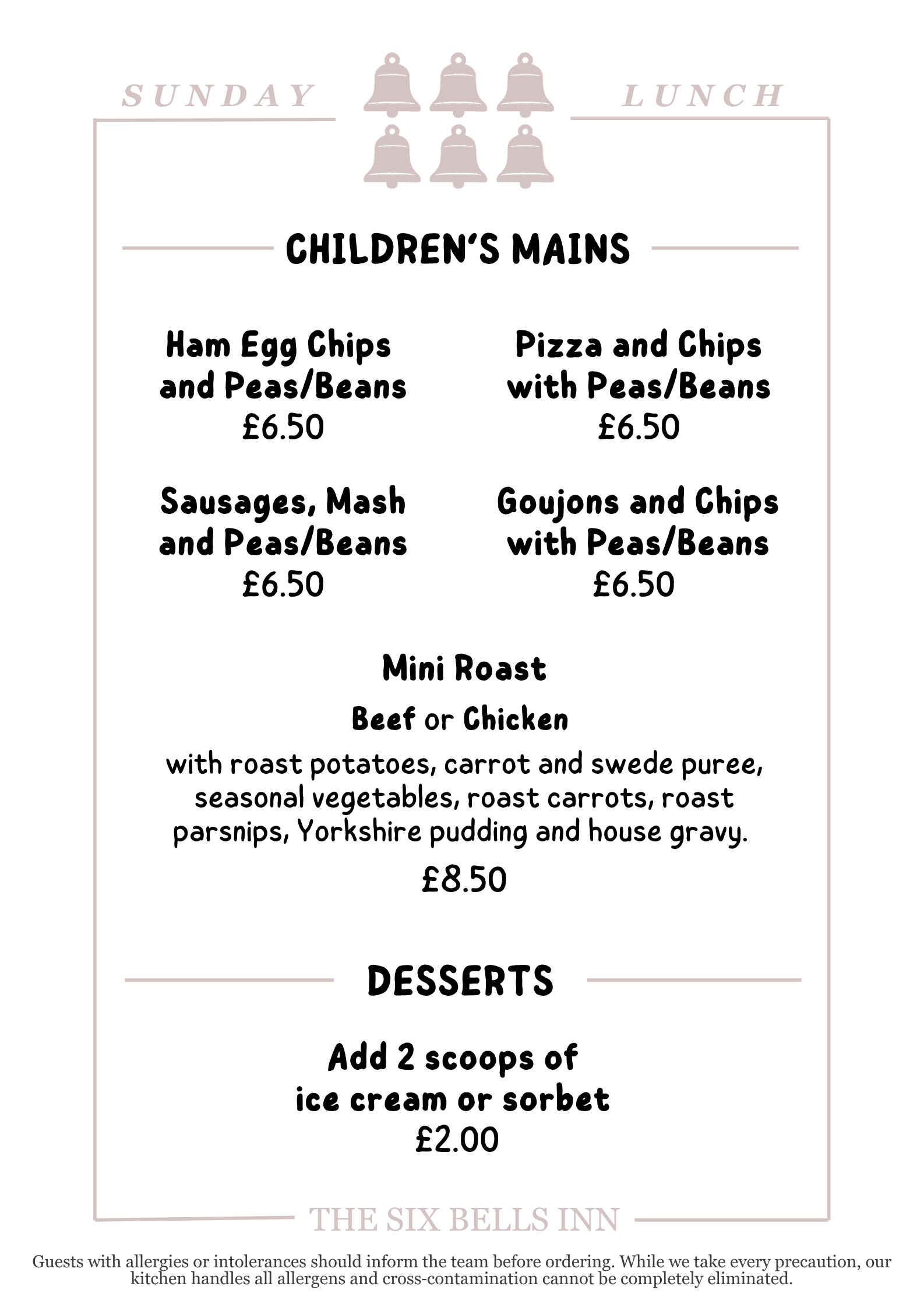 Sunday Children's Menu
